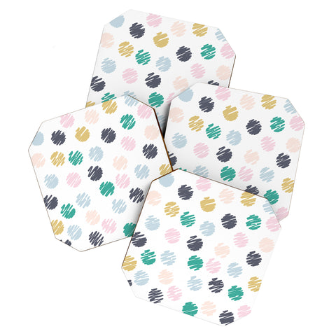 Vy La Polka Dot Scribbles Pastels Coaster Set