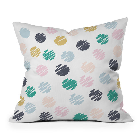 Vy La Polka Dot Scribbles Pastels Outdoor Throw Pillow