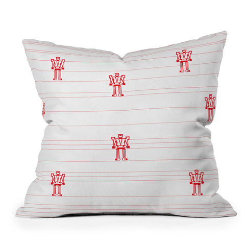 Vy La Robots And Stripes Outdoor Throw Pillow