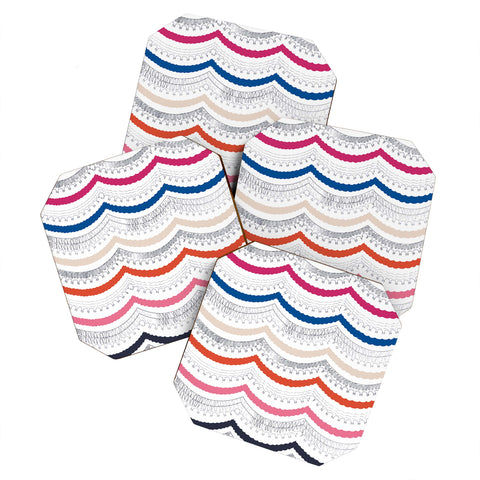 Vy La Unwavering Love Pink White Coaster Set