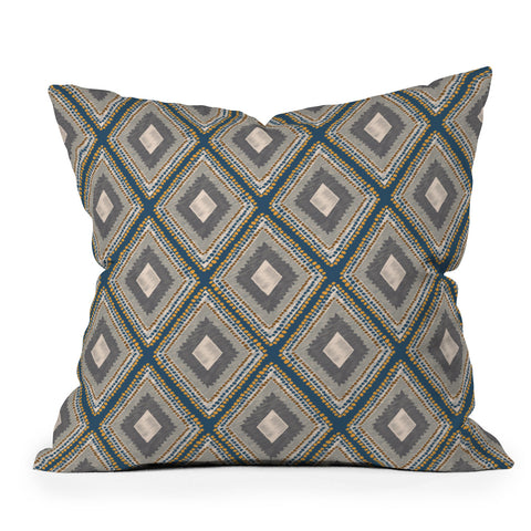 Vy La Woodland Diamond Blue Outdoor Throw Pillow