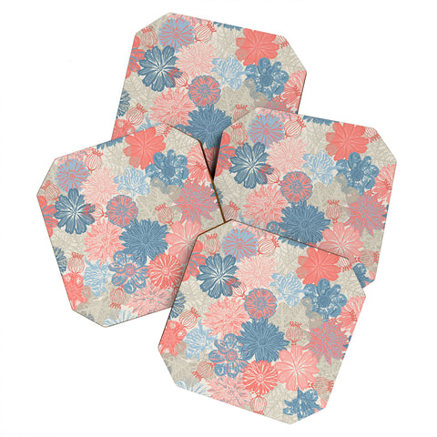 Wagner Campelo GARDEN BLOSSOMS BEIGE Coaster Set
