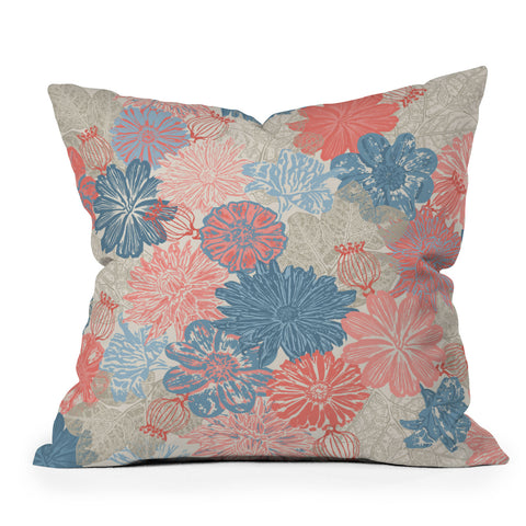 Wagner Campelo GARDEN BLOSSOMS BEIGE Outdoor Throw Pillow