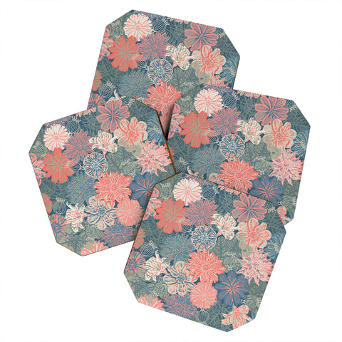 Wagner Campelo GARDEN BLOSSOMS BLUE Coaster Set