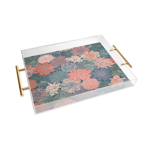 Wagner Campelo GARDEN BLOSSOMS BLUE Acrylic Tray