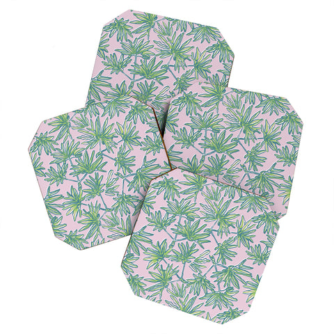 Wagner Campelo TROPIC PALMS ROSE Coaster Set