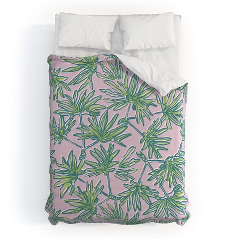 Wagner Campelo TROPIC PALMS ROSE Duvet Cover
