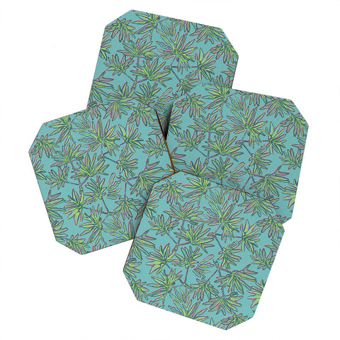 Wagner Campelo TROPIC PALMS TURQUOISE Coaster Set