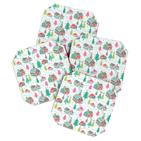 Wendy Kendall christmas town Coaster Set