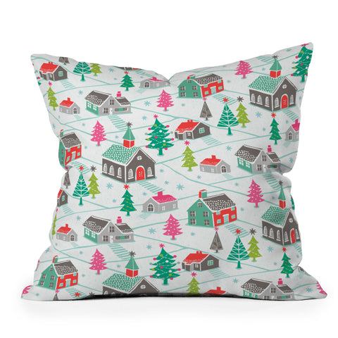 Wendy Kendall christmas town Outdoor Throw Pillow