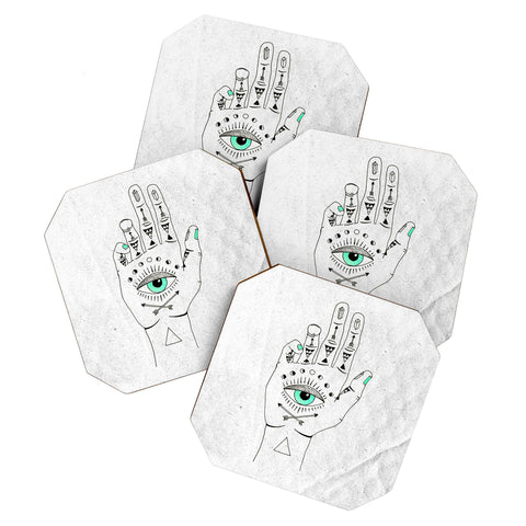 Wesley Bird Eye See Hamsa Coaster Set