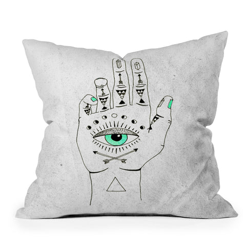 Wesley Bird Eye See Hamsa Outdoor Throw Pillow