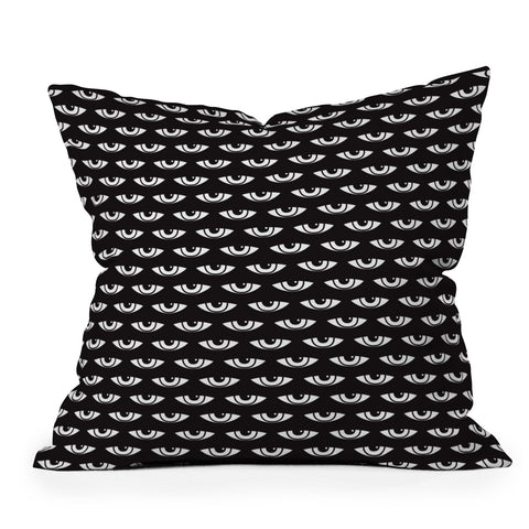 Wesley Bird Eyes On You Black Outdoor Throw Pillow