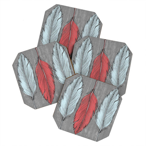 Wesley Bird Feathered Coaster Set