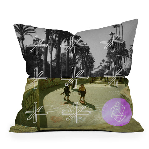 Wesley Bird Geo Skaters Outdoor Throw Pillow