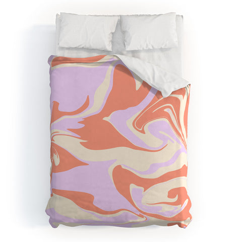 Wesley Bird Hypnotic Camo Peach Duvet Cover