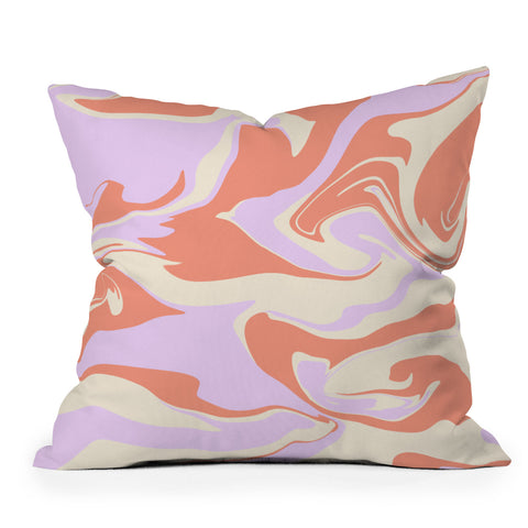 Wesley Bird Hypnotic Camo Peach Outdoor Throw Pillow