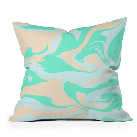 Wesley Bird Hypnotic Camo Seafoam Outdoor Throw Pillow