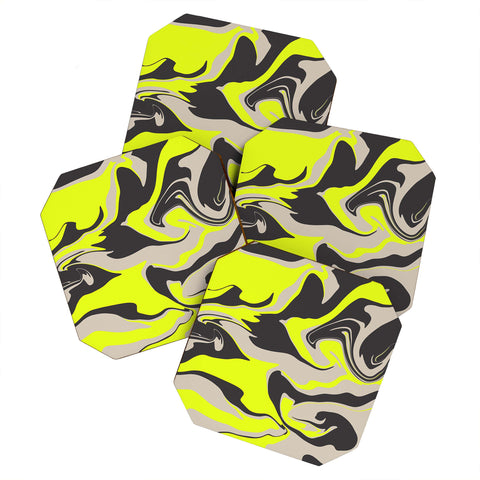 Wesley Bird Hypnotic Camo Yellow Coaster Set