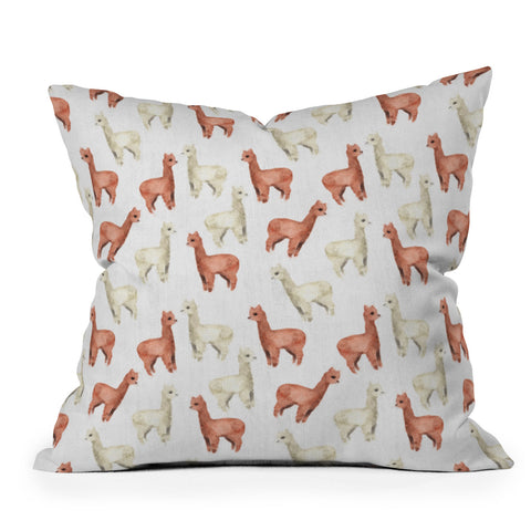 Wonder Forest Allover Alpacas Outdoor Throw Pillow