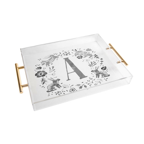 Wonder Forest Folky Forest Monogram Letter A Acrylic Tray