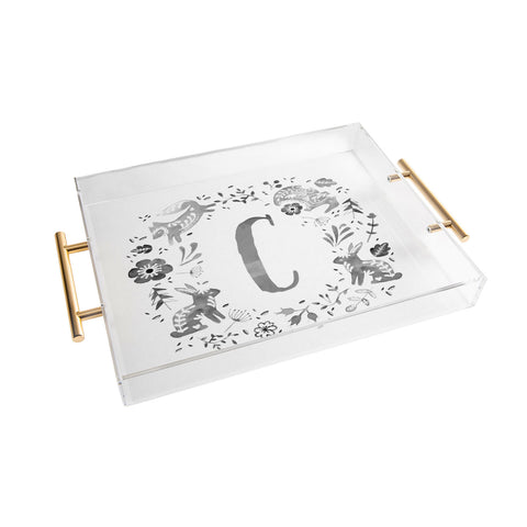 Wonder Forest Folky Forest Monogram Letter C Acrylic Tray
