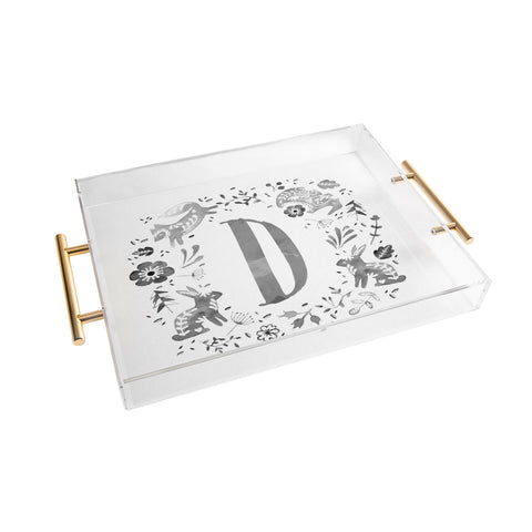 Wonder Forest Folky Forest Monogram Letter D Acrylic Tray