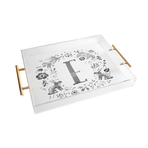 Wonder Forest Folky Forest Monogram Letter E Acrylic Tray