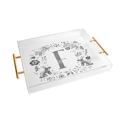 Wonder Forest Folky Forest Monogram Letter F Acrylic Tray