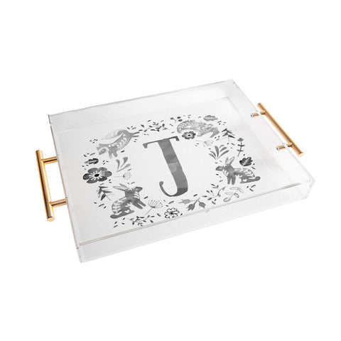 Wonder Forest Folky Forest Monogram Letter J Acrylic Tray