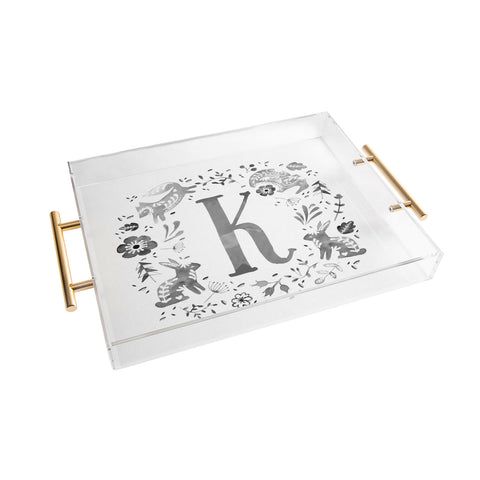 Wonder Forest Folky Forest Monogram Letter K Acrylic Tray