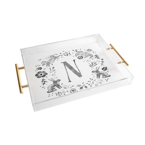 Wonder Forest Folky Forest Monogram Letter N Acrylic Tray