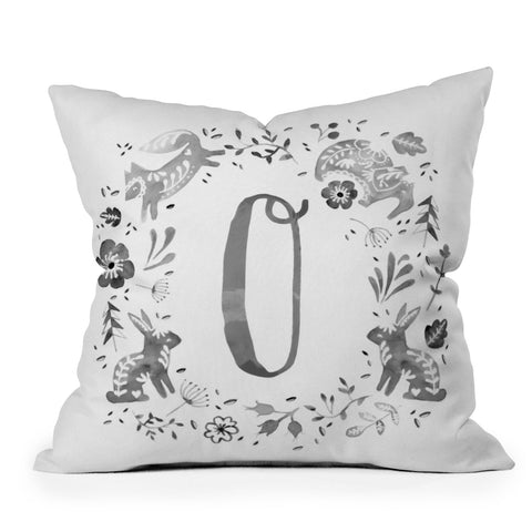 Wonder Forest Folky Forest Monogram Letter O Outdoor Throw Pillow