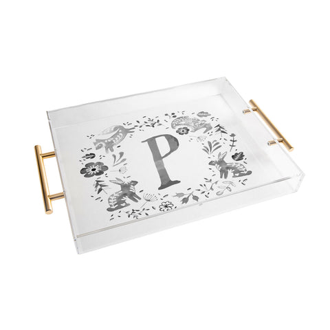 Wonder Forest Folky Forest Monogram Letter P Acrylic Tray