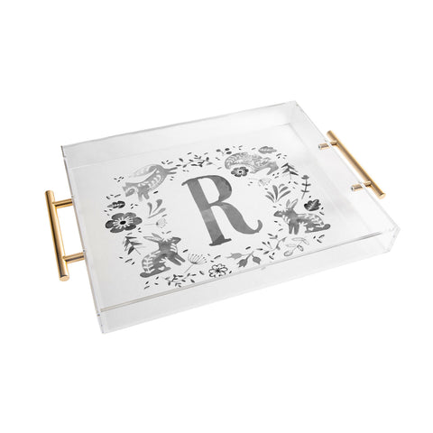 Wonder Forest Folky Forest Monogram Letter R Acrylic Tray
