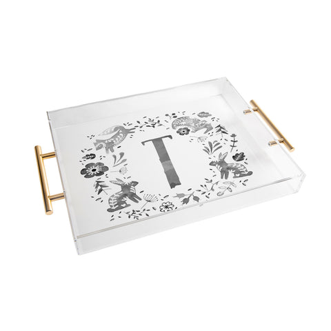 Wonder Forest Folky Forest Monogram Letter T Acrylic Tray