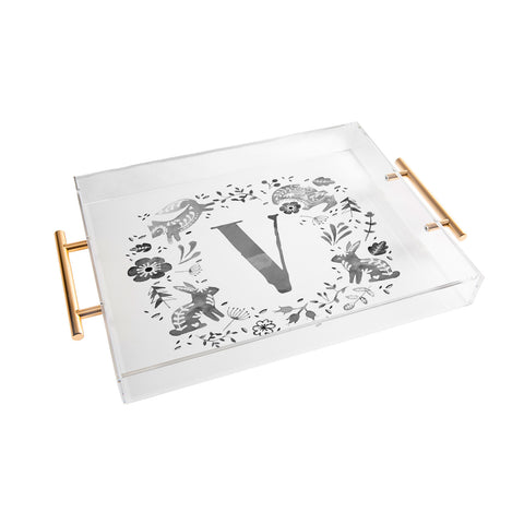Wonder Forest Folky Forest Monogram Letter V Acrylic Tray