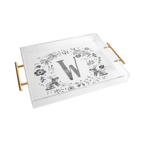 Wonder Forest Folky Forest Monogram Letter W Acrylic Tray