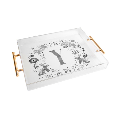 Wonder Forest Folky Forest Monogram Letter Y Acrylic Tray