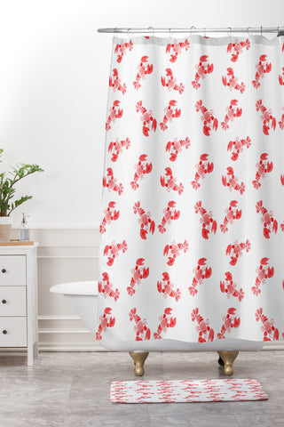 Wonder Forest Little Lobsters Shower Curtain And Mat