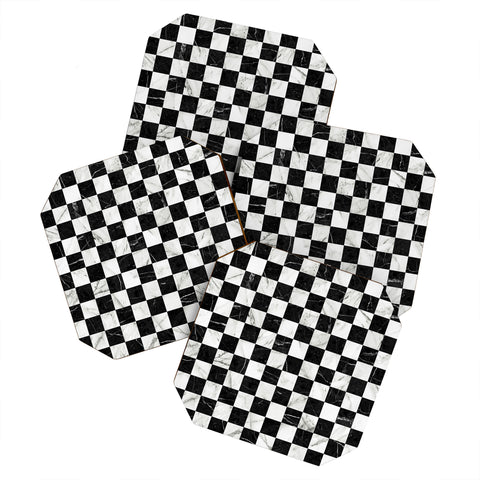 Zoltan Ratko Marble Checkerboard Pattern Coaster Set