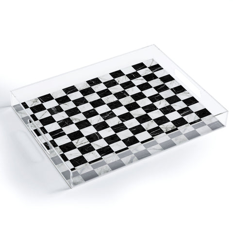 Zoltan Ratko Marble Checkerboard Pattern Acrylic Tray