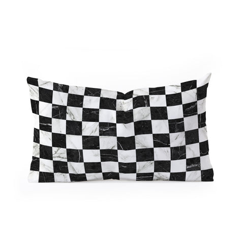 Zoltan Ratko Marble Checkerboard Pattern Oblong Throw Pillow
