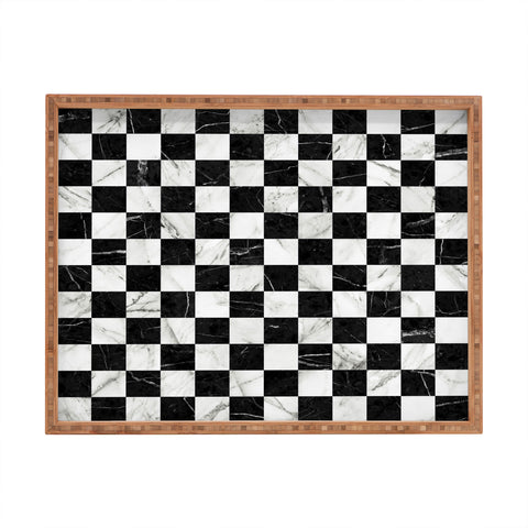 Zoltan Ratko Marble Checkerboard Pattern Rectangular Tray