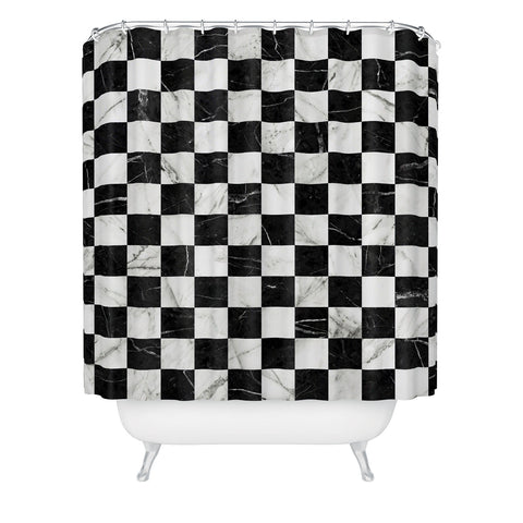 Zoltan Ratko Marble Checkerboard Pattern Shower Curtain