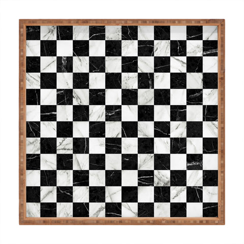 Zoltan Ratko Marble Checkerboard Pattern Square Tray