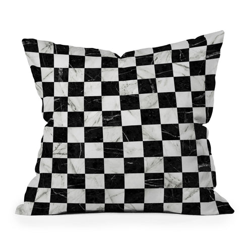 Zoltan Ratko Marble Checkerboard Pattern Outdoor Throw Pillow