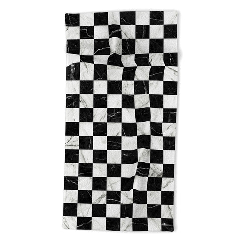 Zoltan Ratko Marble Checkerboard Pattern Beach Towel