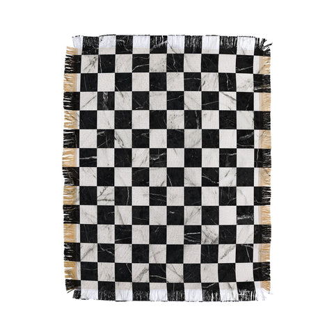 Zoltan Ratko Marble Checkerboard Pattern Throw Blanket