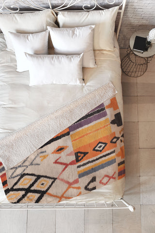 Zoltan Ratko Moroccan Berber Rug Design No5 Fleece Throw Blanket